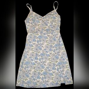 Hollister Women's XS Blue Floral Mini Dress Sleeveless, Lined, Boho